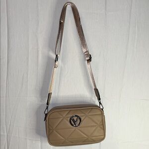 Quilted Crossbody Shoulder Bag in Taupe